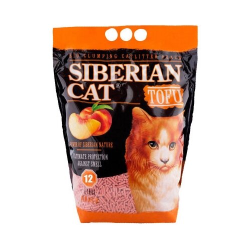 Наполнитель Сибирская кошка Тофу Персик комкующийся 12л