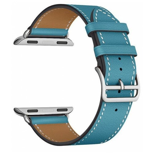 Ремешок кожаный для Apple Watch 40мм, голубой