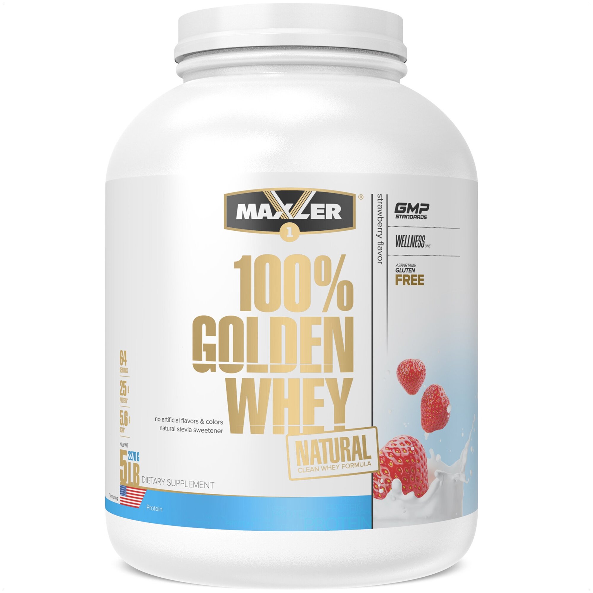 Maxler 100% Golden Whey Natural 2270 гр 5 lb (Maxler) Клубника