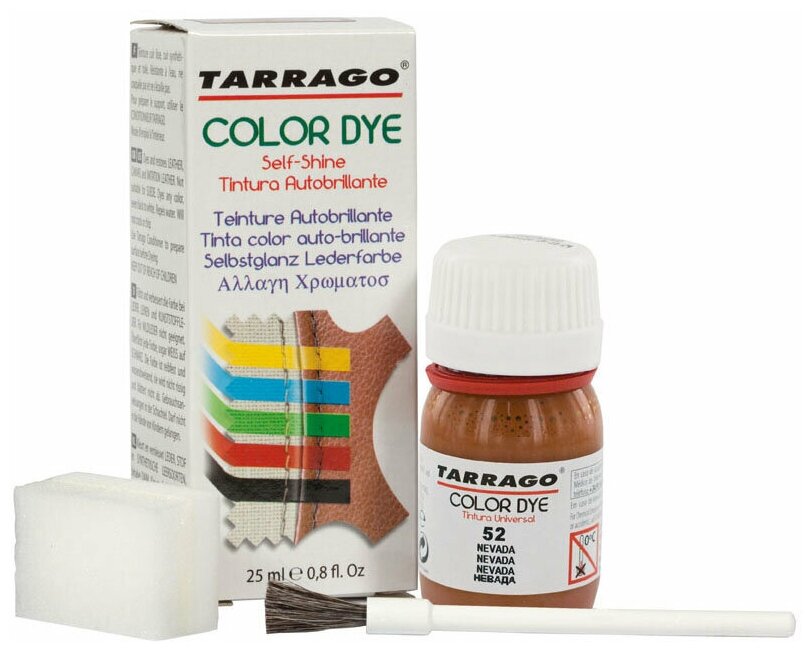 Краситель для любых гладких кож Color Dye TARRAGO, стеклянный флакон, 25 мл. (052 (nevada) невада) - фотография № 1