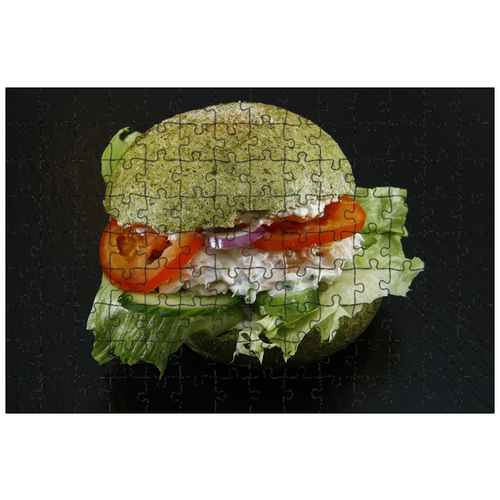 фото Магнитный пазл 27x18см."шарики из шпината, бутерброд, салат" на холодильник lotsprints