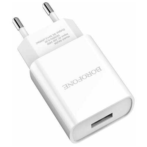 сетевое зарядное устройство borofone ba20a sharp кабель usb type c 12 вт white Сетевое зарядное устройство Borofone BA20A, 2.1A