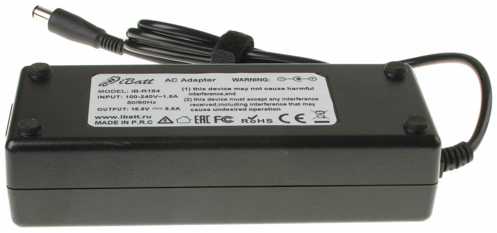 Блок питания iBatt iB-U52-R184 18,5V 6,5A, 120W, 7.4*5.0 mm, pin для HP-Compaq Pavilion dv6-7060er, Pavilion dv6-7080se, G62, Presario CQ61, EliteBook 8460p, G61, G62-b26ER, G62-B84ER, 6830s, Presario CQ62, Presario CQ62-B, G62-b11ER, 6530b,