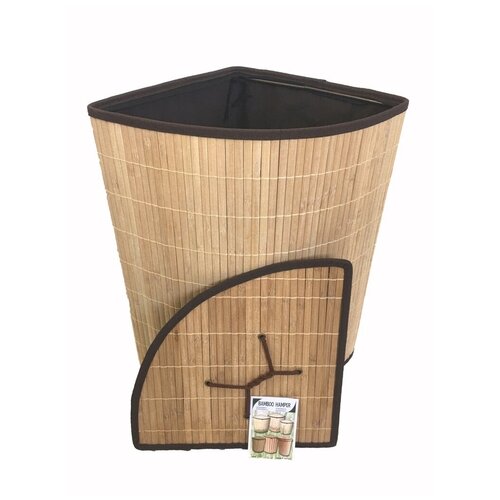 Корзина для белья угловая в ванную плетеная с крышкой /для хранения вещей и игрушек 34х34см Н52см 50л / Bamboolend