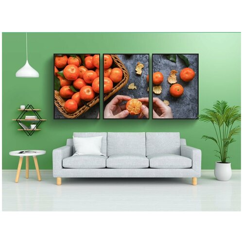 фото Набор модулных постеров для интерьера "зимние фрукты, цедры апельсина, небольшой оранжевый" 60x90 см. в тубусе, без рамки lotsprints