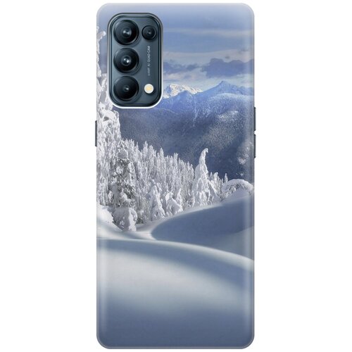 фото Силиконовый чехол на oppo reno5 / оппо рено5 с принтом "заснеженный лес и горы gosso