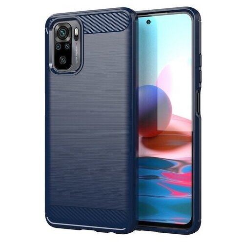 фото Темно-синий чехол для смартфона xiaomi redmi note 10 pro, серия carbon (в стиле карбон) от caseport