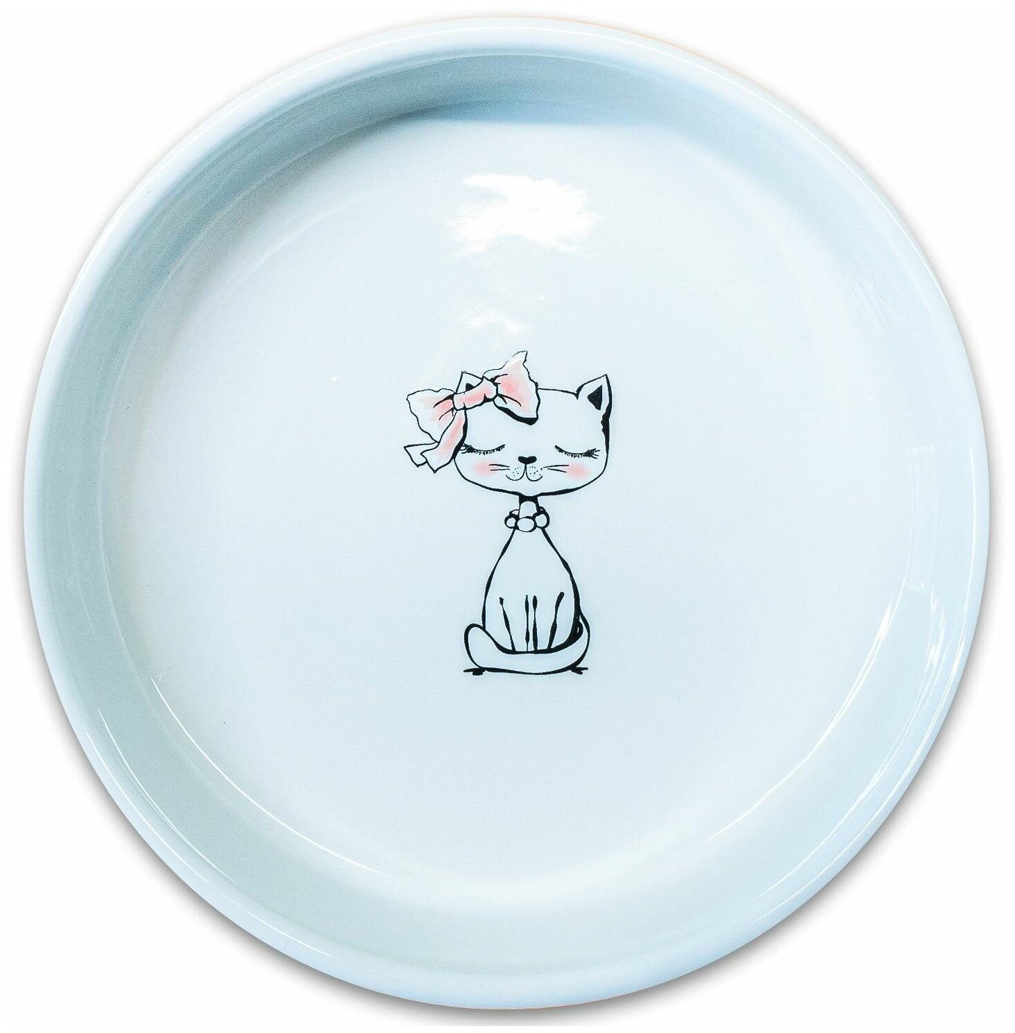 КерамикАрт миска керамическая для кошек "Кошка с бантиком", 370 мл, лиловая - фотография № 5
