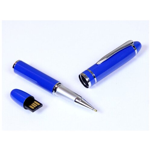 Флешка в виде ручки с мини чипом (16 Гб / GB USB 2.0 Синий/Blue 370 с гравировкой логотипа компании доступно крупным и мелким оптом)