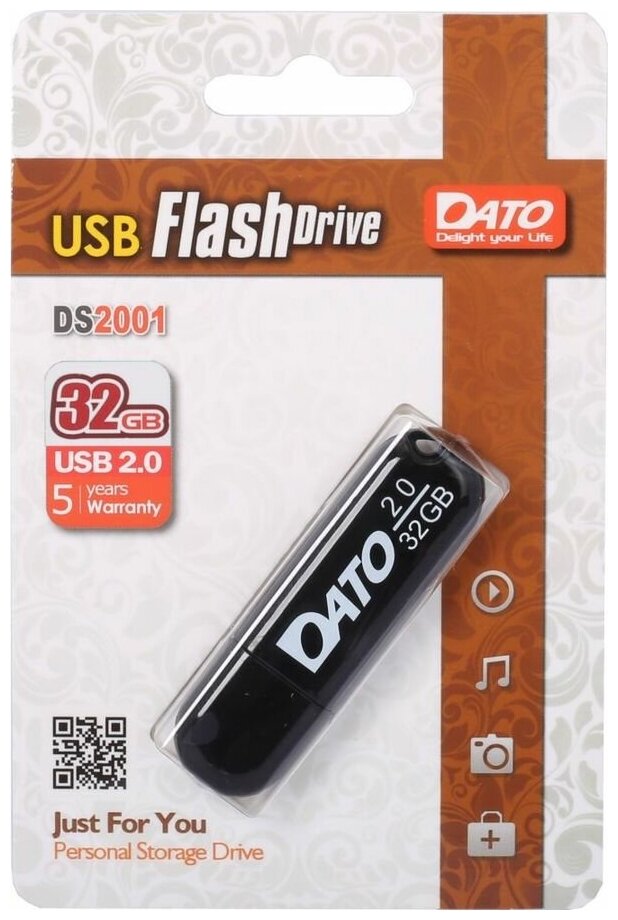 Флешка USB DATO DS2001 32ГБ, USB2.0, черный [ds2001-32g]