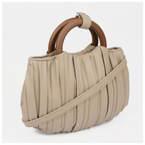 фото Кросс-боди, отдел на магните, длинный ремень, цвет бежевый хорошее настроение