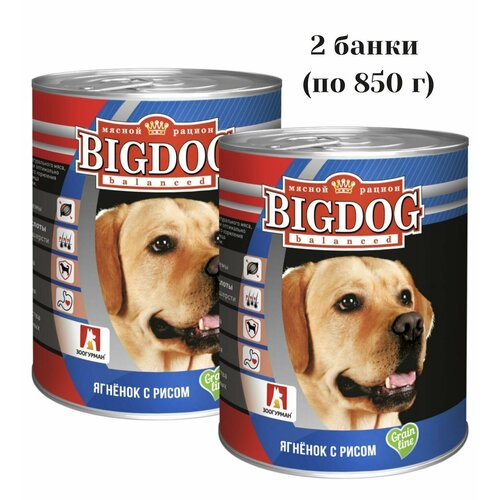 Влажный корм для собак зоогурман Big Dog Ягнёнок с рисом 850 г, (2 шт) Grain line