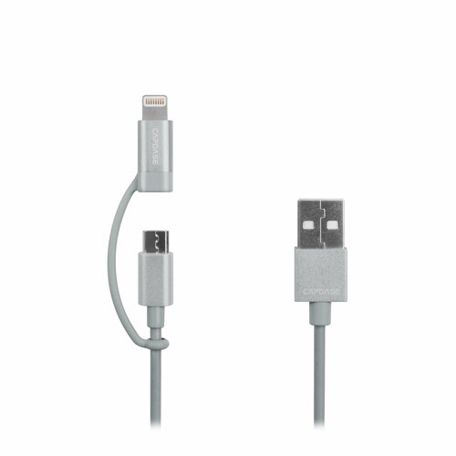 Capdase - кабель для быстрой зарядки и передачи данных 2 в 1 USB - Lightning/Micro USB 18 см, серебристый кабель адаптер для зарядки и передачи данных awei cl 930c usb to micro usb lightning