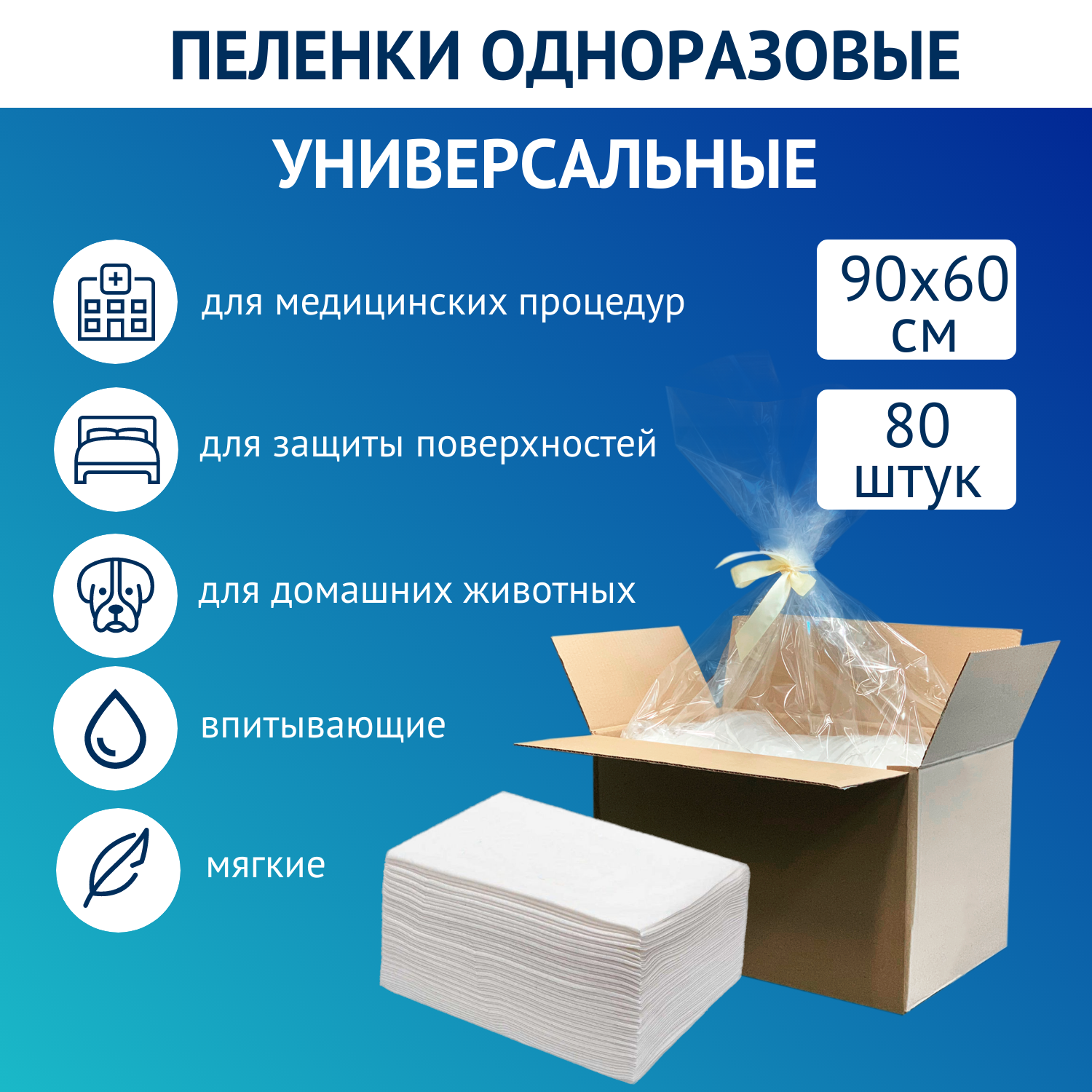 Пеленки INSEENSE Daily Comfort для животных одноразовые впитывающие 60 см х 90 см 80 шт