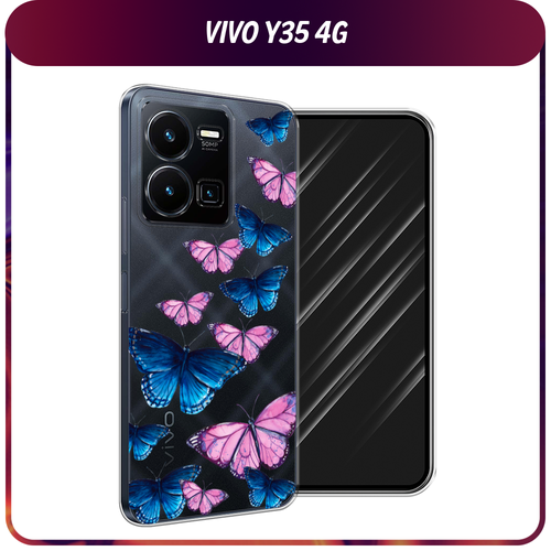 Силиконовый чехол на Vivo Y35 4G / Виво Y35 4G Полет бабочек, прозрачный силиконовый чехол кот на хэллоуин на vivo y35 4g виво y35 4g