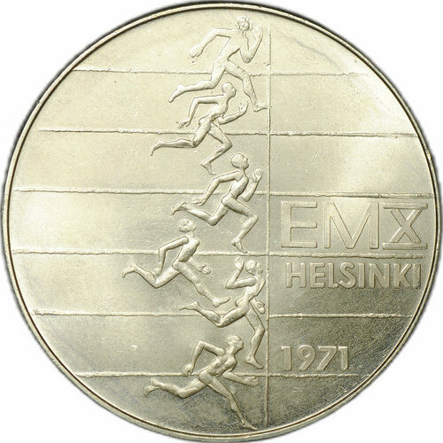 Монета 10 марок 1971 Чемпионат Европы по легкой атлетике Финляндия банкнота номиналом 5 марок 1963 года финляндия
