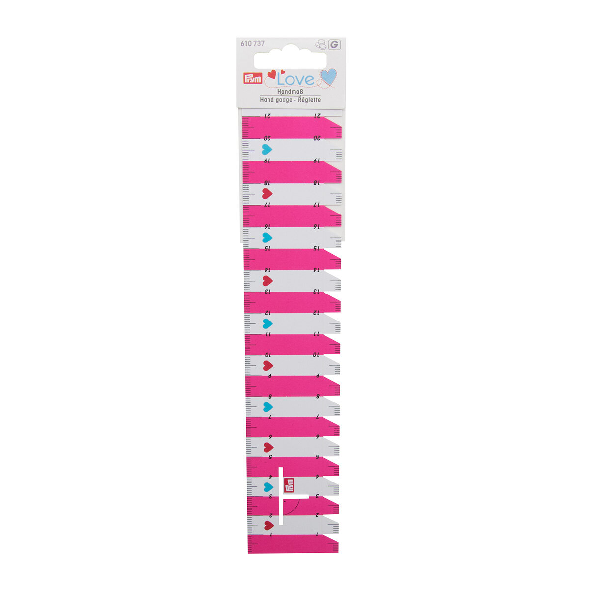 Линейка для разметки припусков и измерения 21 см, ярко-розовая, Prym Love