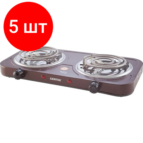 Комплект 5 штук Плита электрическая Centek CT-1509 Siberia 2 конфорки ТЭН 140мм 2000Вт 1319100₽