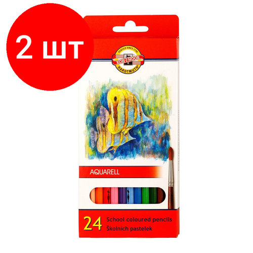 Комплект 2 наб, Карандаши акварельные KOH-I-NOOR Рыбки 24цв/наб картон. уп 3718024004KSRU