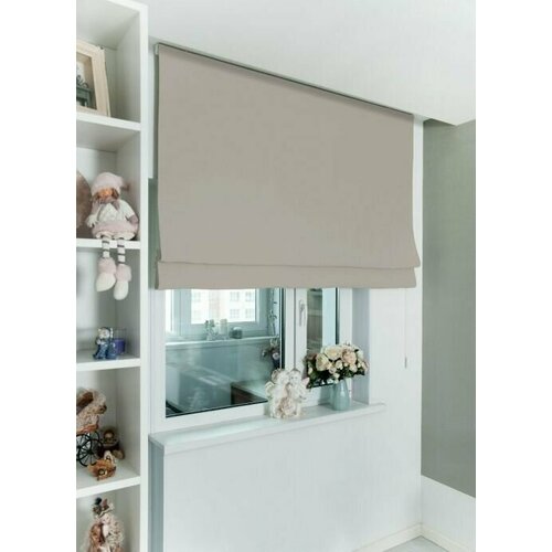 Римские шторы блэкаут на окна для комнаты Моя Штора ширина 140 см x высота 140см Серо-бежевый 10770₽