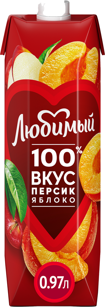 Нектар любимый Персиково-яблочный с мякотью, 0.97L