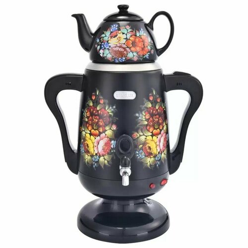 Самовар Волжанка СМВ-002 металл 35 л 1800 Вт чёрный рисунок Цветы 849600₽
