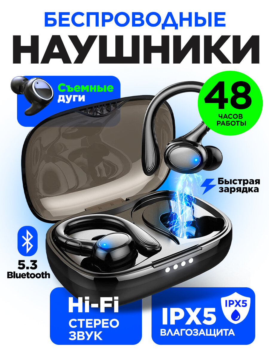Наушники беспроводные спортивные с шумоподавлением