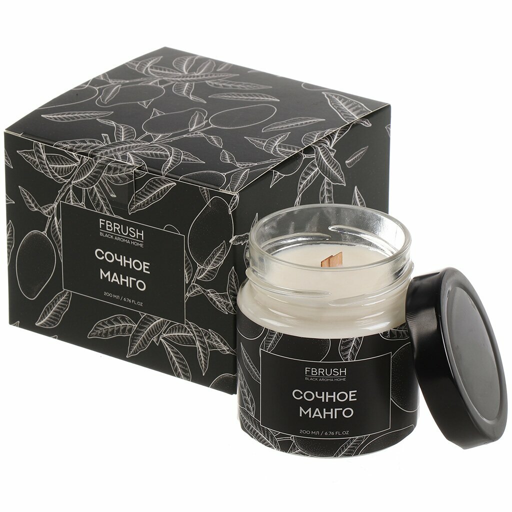 Свеча ароматизированная  в стакане  Fbrush  Сочное манго  соевая  Black Aroma Home  200 мл  SSB200 4