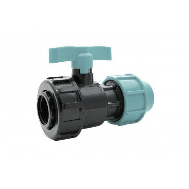 Кран ПНД шаровой компрессионный цанга 25 мм с резьбой 3/4 внутренняя ITAL