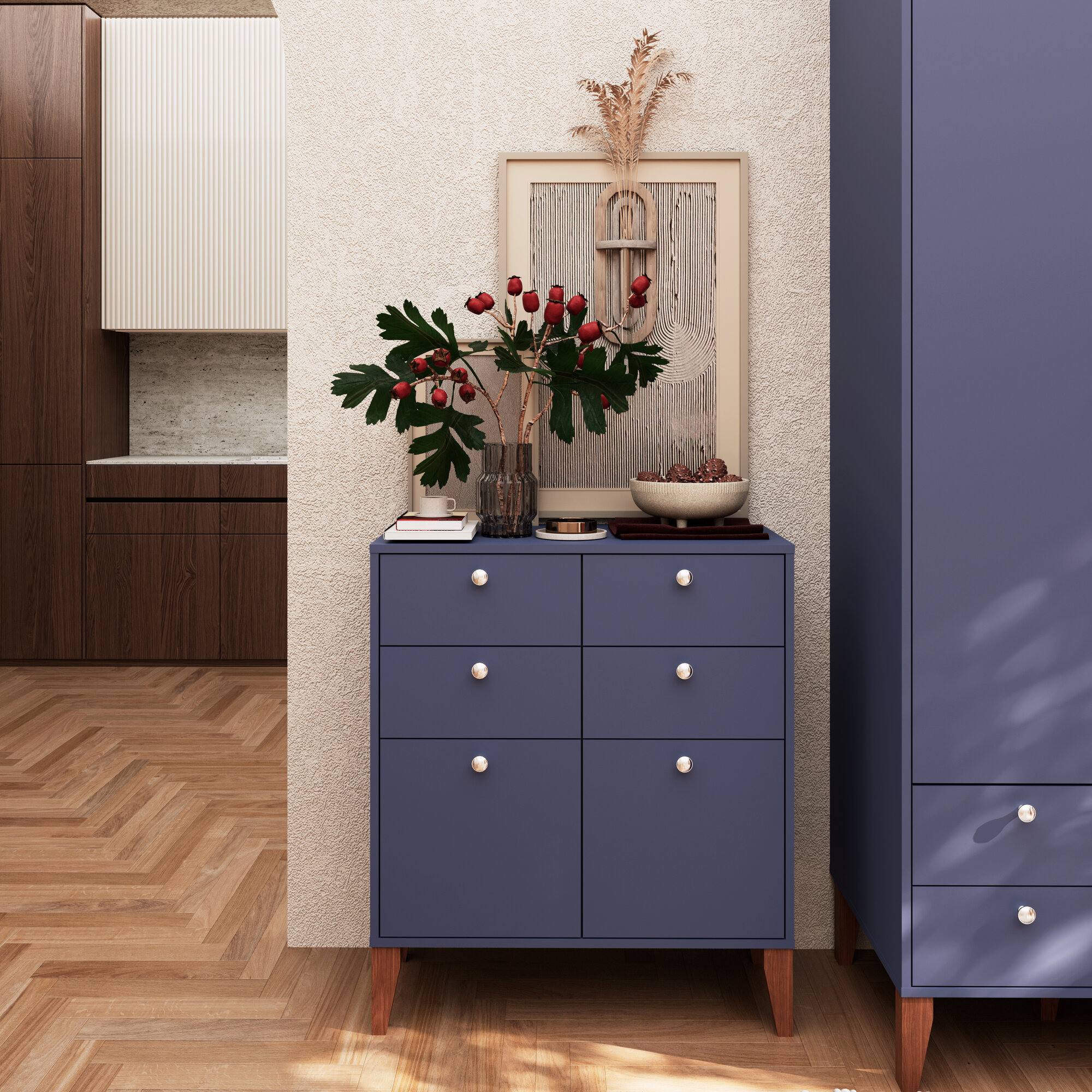 Комод для одежды на ножках Jung ТМ ДЭФО 80x40x93 см синий