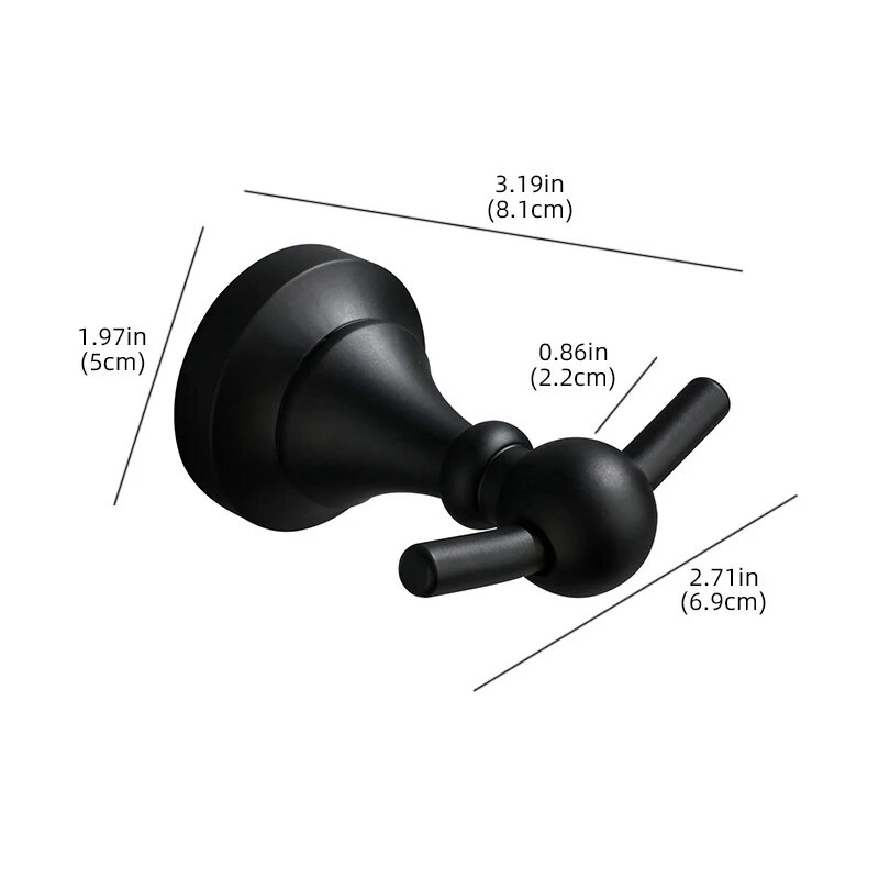 Набор аксессуаров для ванной из алюминиевого сплава матовый черный, Черный