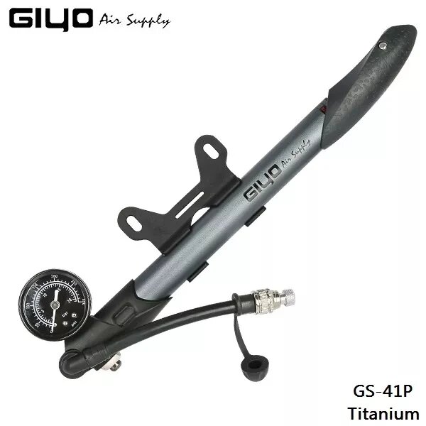 Giyo Высокое давление велосипедный насос 300 psi двухцилиндровый, Черный
