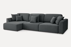 Изображение товара Угловой диван-кровать SOLANA Сиэтл, велюр, 351х86х170, с универсальным углом, цвет тёмно-серый