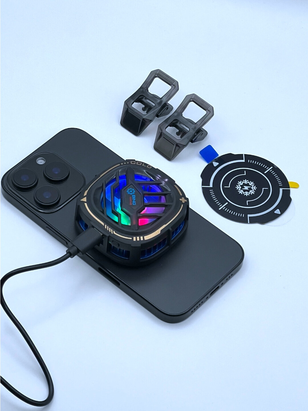 Универсальный кулер для телефона с RGB, USB, разные модели без и с дисплеем — фото 1