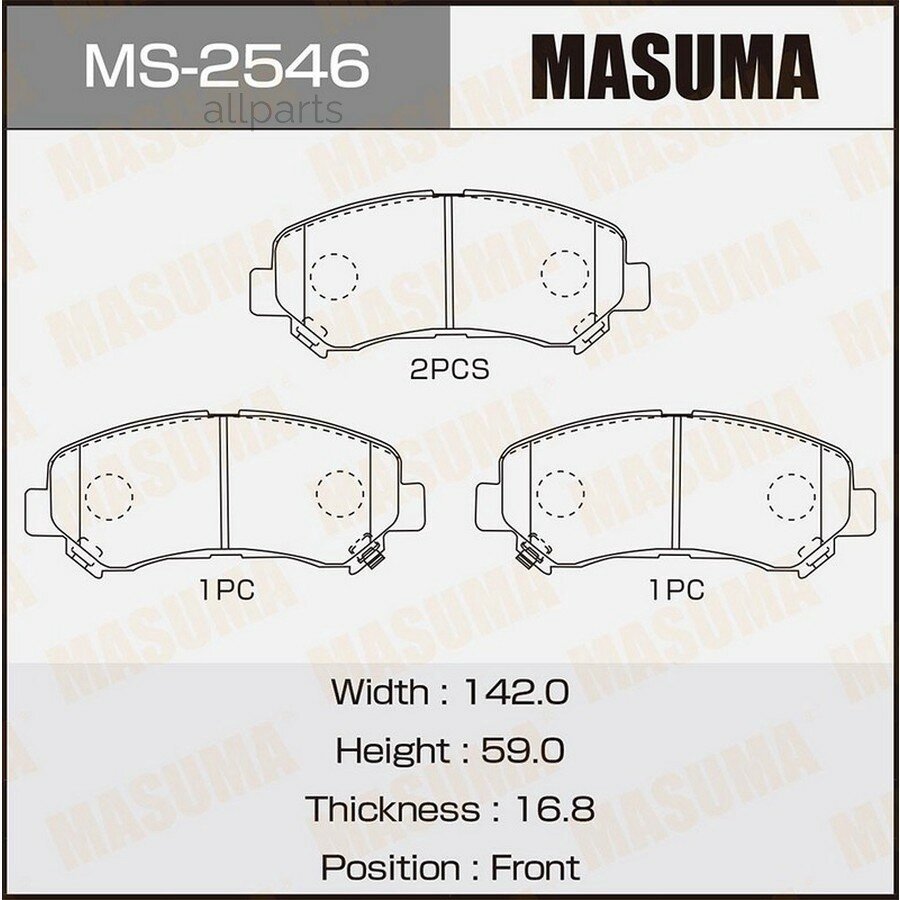 MASUMA MS2546 колодки тормозные дисковые