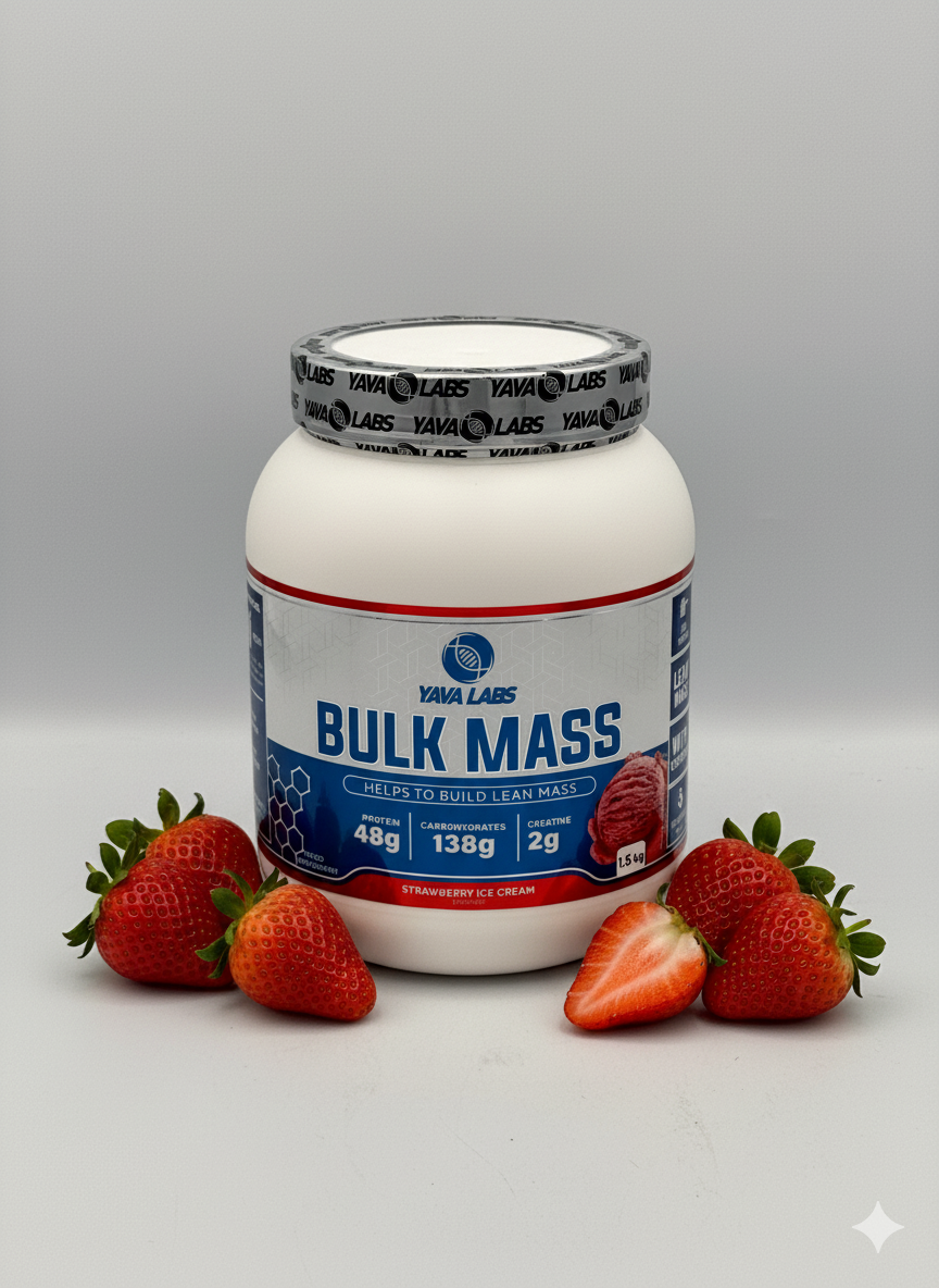 Yava Labs Bulk mass 1.5kg вкус Strawberry гейнер для набора массы