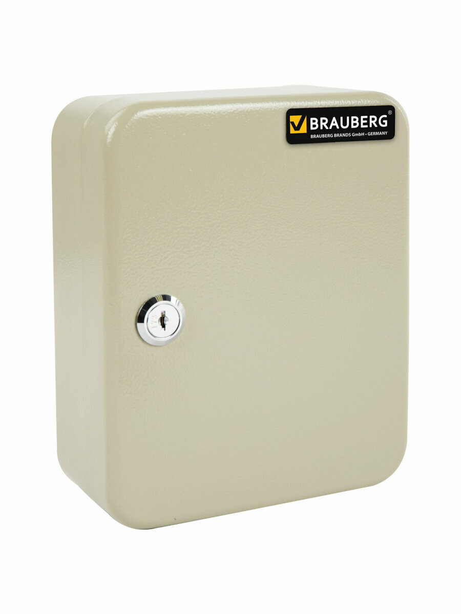 Шкафчик (Ключница) на 20 ключей BRAUBERG 200*80*160 мм с замком +20 брелоков серый 290337