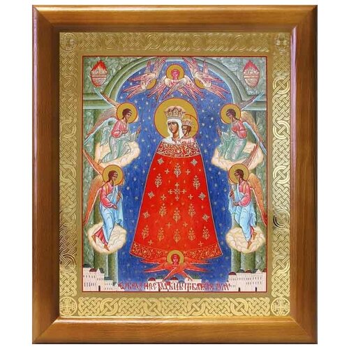 Икона Божией Матери Прибавление ума, деревянная рамка 17,5*20,5 см икона божией матери прибавление ума деревянная рамка 8 9 5 см