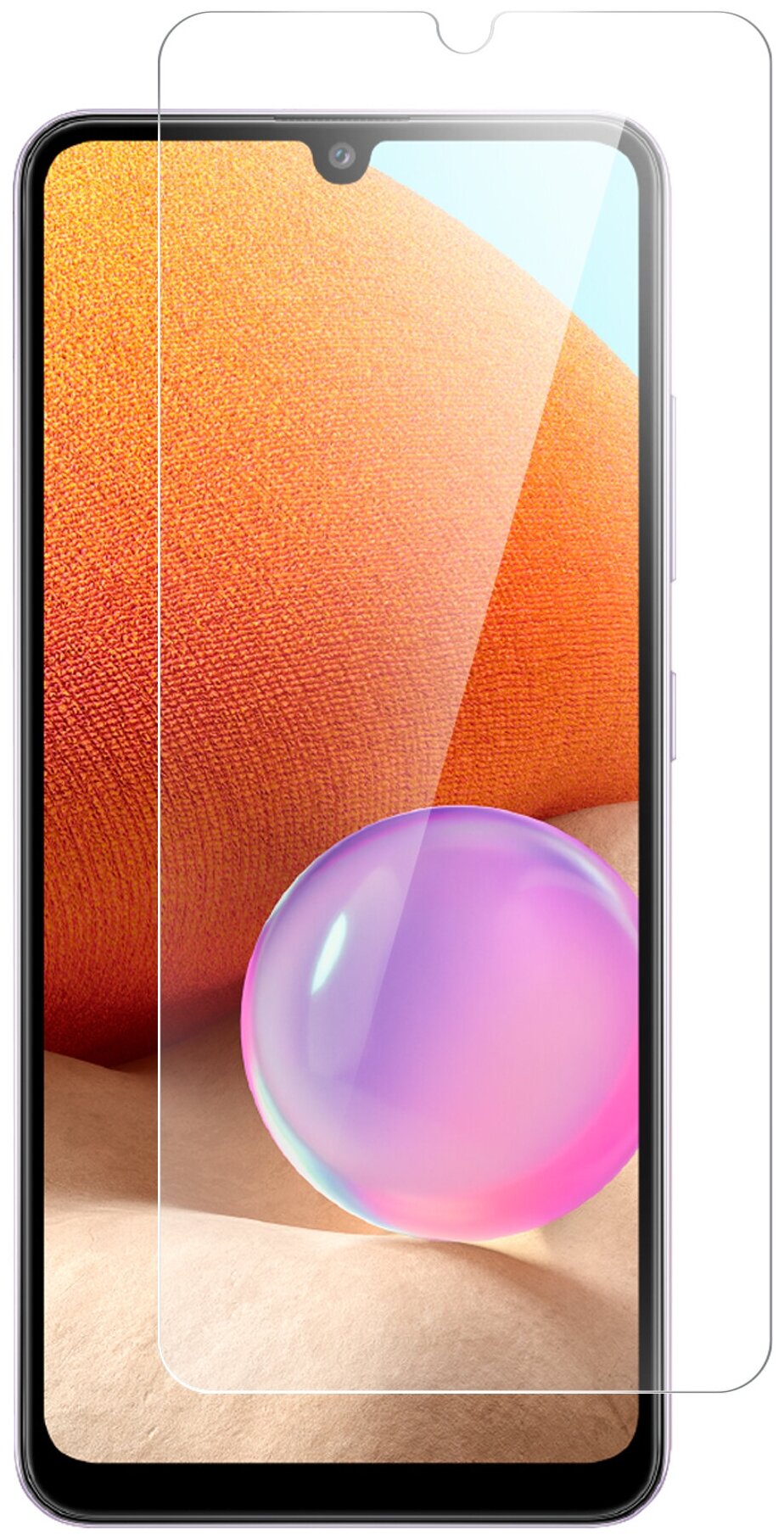 фото Защитное стекло на Samsung Galaxy A32 /Самсунг Галакси А32 Гибридное: пленка+стекловолокно на Экран прозрачное силиконовая клеевая основа тонкое Brozo