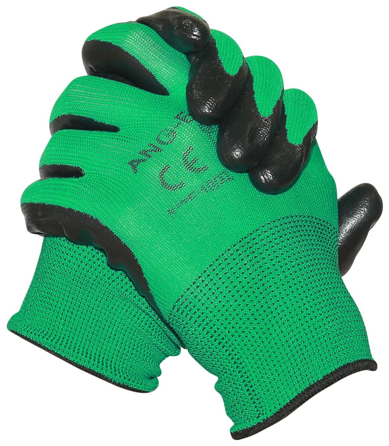 Перчатки (5 пар) рабочие хозяйственные нейлоновые с обливкой зелёные - фотография № 5