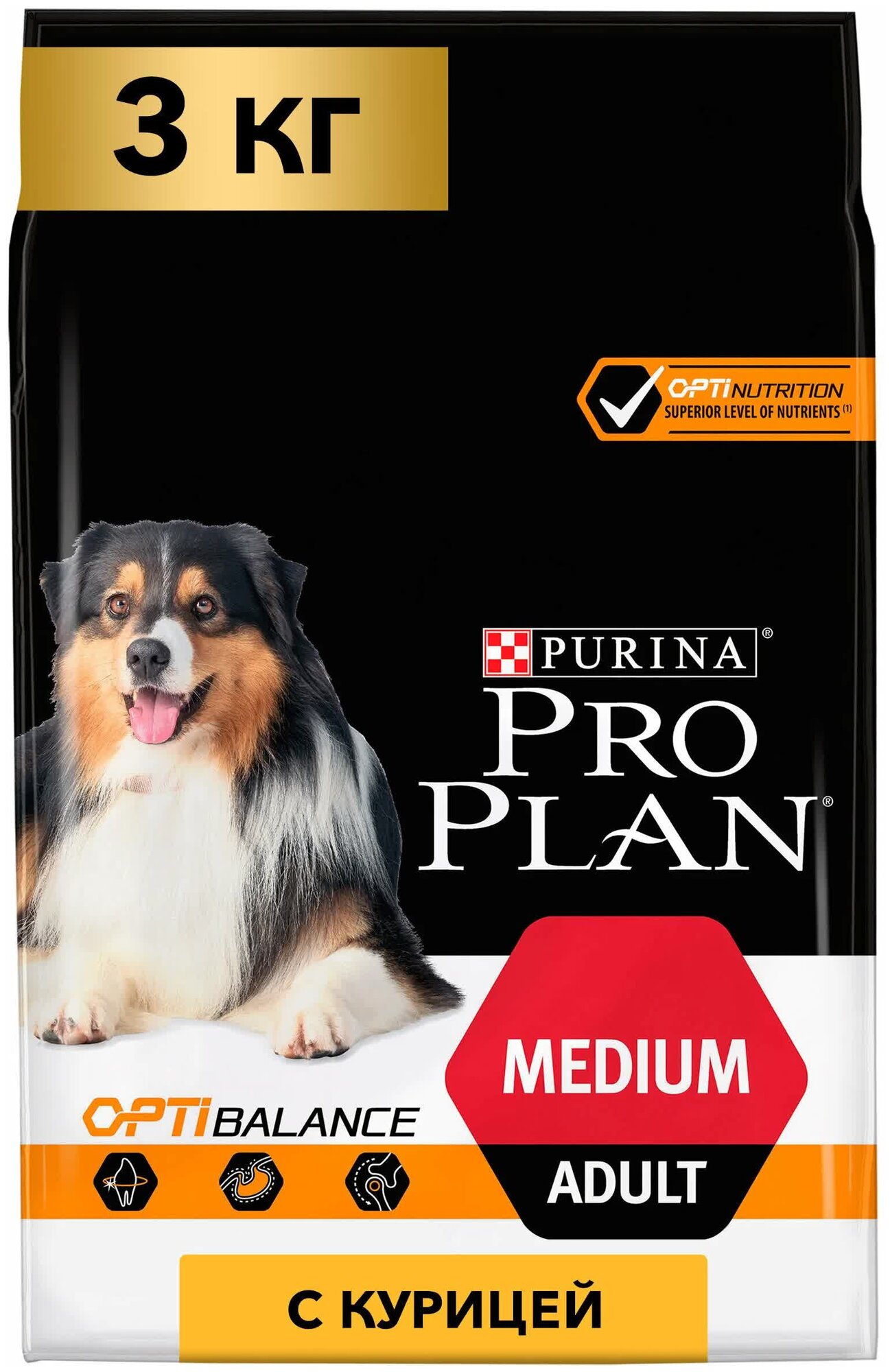 Сухой корм для собак Pro Plan Opti Balance для средних пород с курицей 3 кг х 3 шт