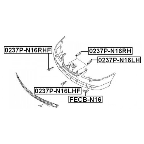 Кронштейн крепления бампера переднего правый FEBEST 0237P-N16RH 0237P-N16RH (1шт)