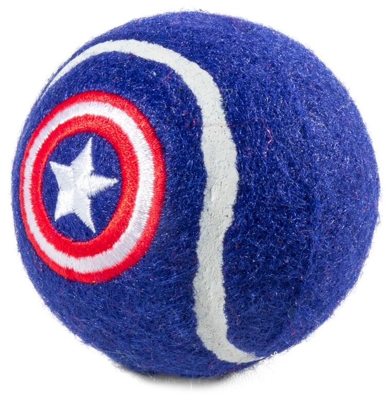 Игрушка для собак Marvel "Капитан Америка. Мяч теннисный", 7 см - фотография № 3