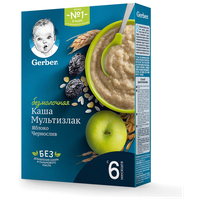 Каша Gerber безмолочная мультизлаковая с яблоком и черносливом с бифидобактериями, с 6 месяцев, 180 г