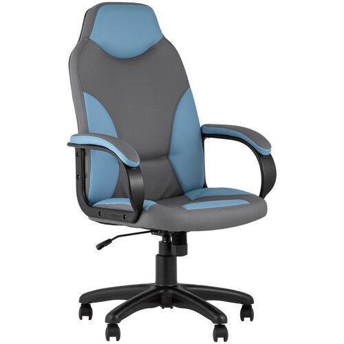 фото Кресло компьютерное игровое кронос экокожа серый/синий stool group