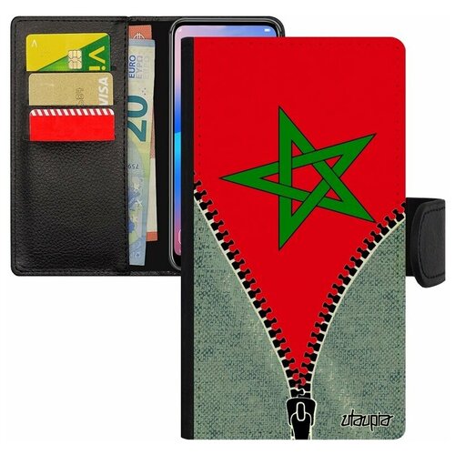 фото Чехол-книжка на смартфон apple iphone 8 plus, "флаг марокко на молнии" государственный utaupia