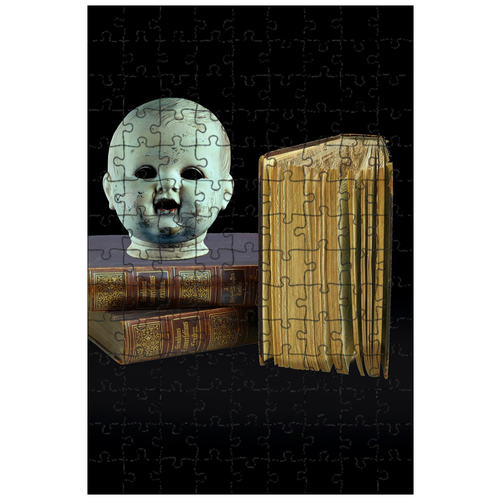 фото Магнитный пазл 27x18см."череп, книга, марионетка" на холодильник lotsprints