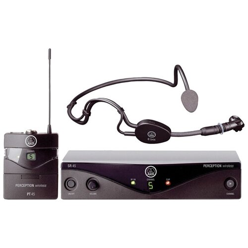 радиосистема с оголовьем samson eswxrdm1bde5 AKG Perception Wireless 45 Sports Set BD U2 радиосистема с микрофоном с оголовьем C544L, 1хSR45 стационарный приёмник, 1хPT45 поясной передатчик, универсальный б/п, 1хАА батарея