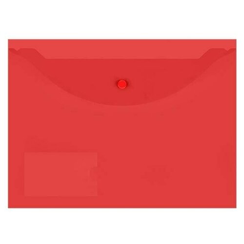 Папка-конверт на кнопке inформат (А4, 150мкм, пластик, с карманом) прозрачная красная, 10шт. папка конверт на кнопке inформат а4 150мкм пластик прозрачная синяя