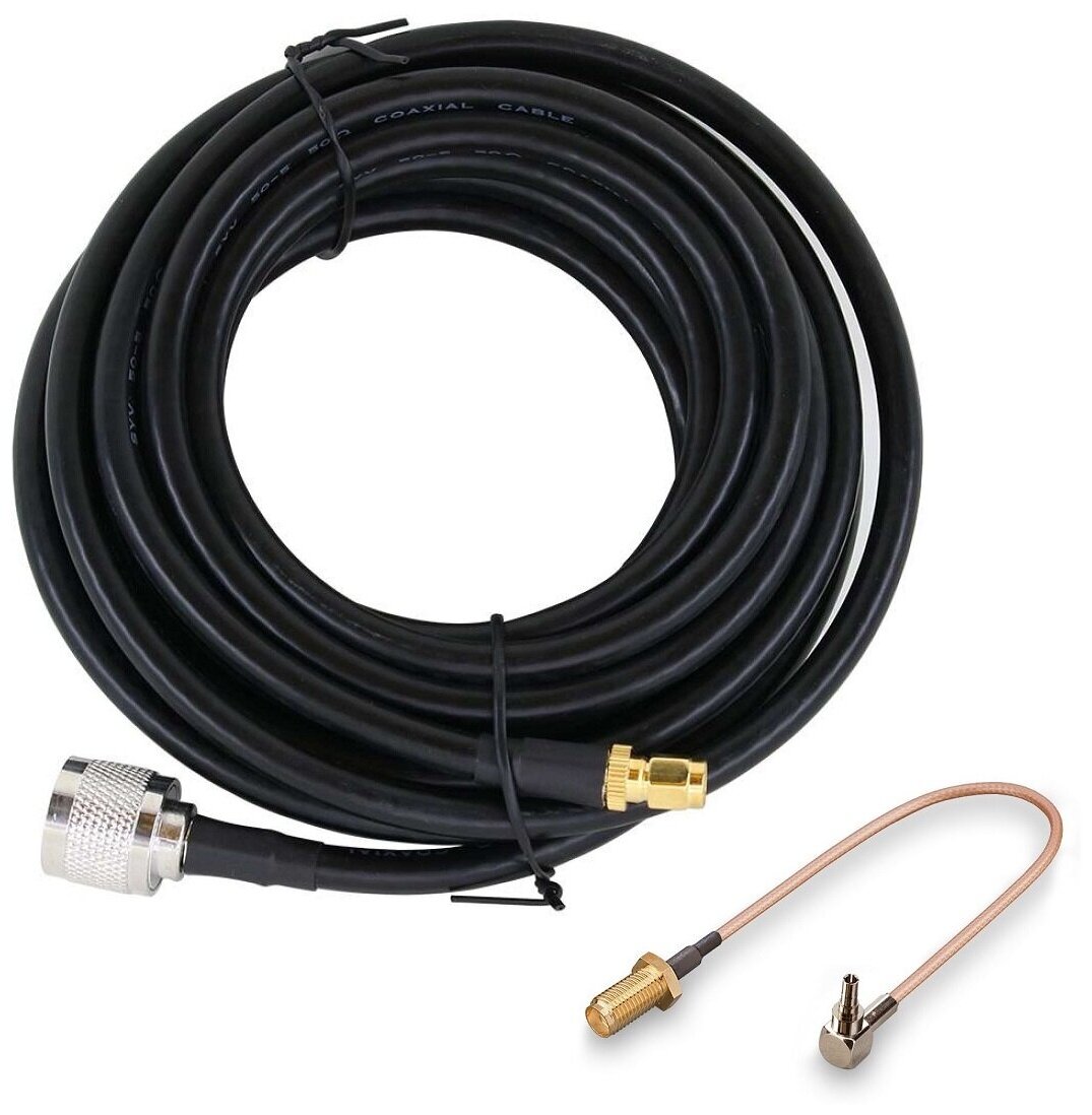Кабельная сборка из ВЧ-кабеля 5D-FB 50 Ом N-male-SMA-male с пигтейлом SMA-female-CRC9, длина 10 метров
